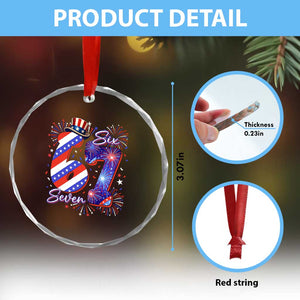 Patriotic Six Seven Crystal Glass Ornament Red White And Blue Fireworks Graphic TS12 Print Your Wear