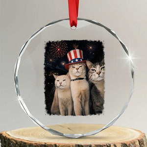 Patriotic Smoking Cat Crystal Glass Ornament Funny American Cat Lover 4th of July TS14 Transparent Glass 3'' Circle Print Your Wear