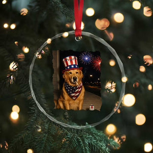 Patriotic Smoking Golden Retriever Crystal Glass Ornament Funny Dog Lover Dad 4th Of July TS14 Print Your Wear