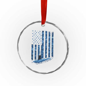 Patriotic Submarine Veteran Crystal Glass Ornament Submariner Vintage Camo American Flag TS11 Print Your Wear
