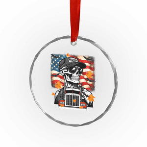 Patriotic Trucker Skeleton American Flag Crystal Glass Ornament TS14 Print Your Wear