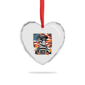 Patriotic Trucker Skeleton American Flag Heart Crystal Glass Ornament TS14 Print Your Wear