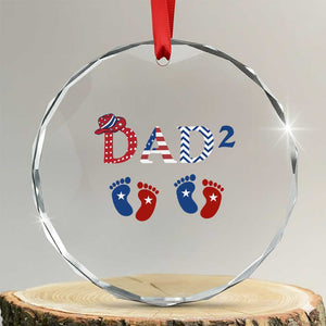 Patriotic Twin Dad American Flag Crystal Glass Ornament Father Of Twins USA Gift TS12 Transparent Glass 3'' Circle Print Your Wear