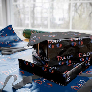 Patriotic Twin Dad American Flag Wrapping Paper Roll Father Of Twins USA Gift