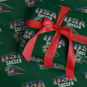 Patriotic USA Soccer Stars and Stripes Graphic Wrapping Paper Roll American Football Fan Game Day Spirit