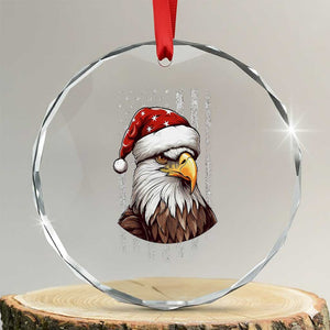Patriotic Xmas Crystal Glass Ornament Santa Bald Eagle USA Flag Xmas TS09 Transparent Glass 3'' Circle Print Your Wear