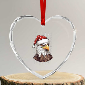 Patriotic Xmas Heart Crystal Glass Ornament Santa Bald Eagle USA Flag Xmas TS09 Transparent Glass 3'' Heart Print Your Wear