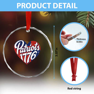 Patriots 1776 Red and Blue Heart Crystal Glass Ornament Classic Patriotic Sports Fan Style TS02 Print Your Wear