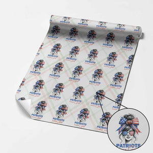 Patriots Girl Wrapping Paper Roll Funny Sport Fan New England Game Day Messy Bun TS11 Christmas Plaid Print Your Wear