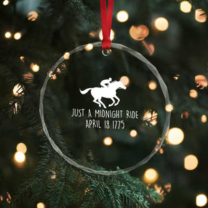 Paul Revere American History Crystal Glass Ornament Just A Midnight Ride April 18 1775