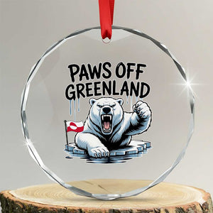 Paws Off Greenland Crystal Glass Ornament Resist Polar Bear Political Satire TS11 Transparent Glass 3'' Circle Print Your Wear