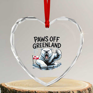 Paws Off Greenland Heart Crystal Glass Ornament Resist Polar Bear Political Satire TS11 Transparent Glass 3'' Heart Print Your Wear