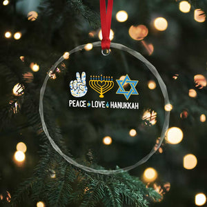 Peace Love Hanukkah Crystal Glass Ornament Retro Chanukah Jewish Menorah Star of David TS02 Print Your Wear