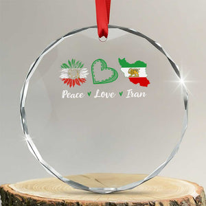 Peace Love Iran Crystal Glass Ornament Sunflower Flag TS10 Transparent Glass 3'' Circle Print Your Wear