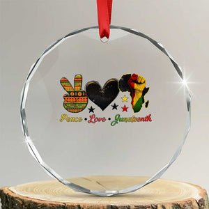 Peace Love Juneteenth Crystal Glass Ornament 1865 Heart Kente Peace Sign Africa Fist TS02 Transparent Glass 3'' Circle Print Your Wear