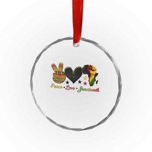 Peace Love Juneteenth Crystal Glass Ornament 1865 Heart Kente Peace Sign Africa Fist TS02 Print Your Wear