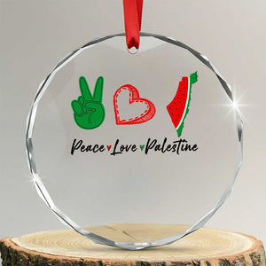 Peace Love Palestine Crystal Glass Ornament Gaza Palestinian Flag TS10 Transparent Glass 3'' Circle Print Your Wear