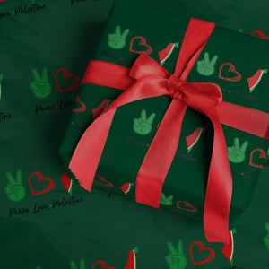 Peace Love Palestine Wrapping Paper Roll Gaza Palestinian Flag TS10 Green Print Your Wear