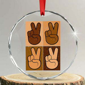 Peace Sign Equality for All Crystal Glass Ornament Peace Out V Fingers Hand Equal Rights TS10 Transparent Glass 3'' Circle Print Your Wear