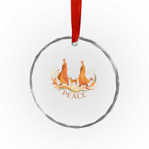 Peaceful Monks Walk with Aloka the Dog Crystal Glass Ornament Zen Art Buddhism Harmony TS02 Print Your Wear