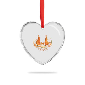 Peaceful Monks Walk with Aloka the Dog Heart Crystal Glass Ornament Zen Art Buddhism Harmony TS02 Print Your Wear