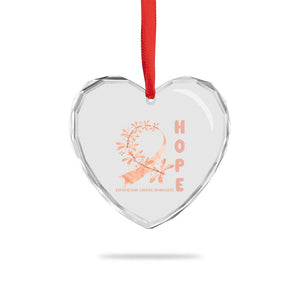 Peach Dragonfly Endometrial Cancer Heart Crystal Glass Ornament Hope And Strength