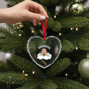 Peekaboo Jesus Funny Christian Heart Crystal Glass Ornament Faith Humor Savior in Clouds Religious Meme TS02 Print Your Wear