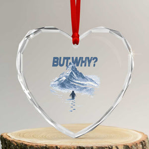 Penguin But Why Heart Crystal Glass Ornament Funny Penguin Snowy Mountain Meme TS11 Transparent Glass 3'' Heart Print Your Wear