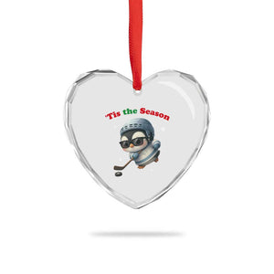 Penguin On Ice Tis The Season Heart Crystal Glass Ornament Funny Christmas Gift TS12 Print Your Wear