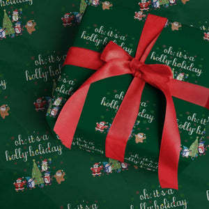 Penguins Christmas Wrapping Paper Roll Oh Its A Jolly Holiday Xmas Light TS10 Green Print Your Wear