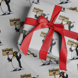 Penguins Resist Wrapping Paper Roll Flippers Up Protest TS14 White Print Your Wear
