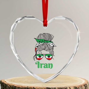 Persian Girl Power Soccer Fan Heart Crystal Glass Ornament Team Iran Heritage Gift