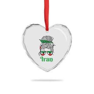 Persian Girl Power Soccer Fan Heart Crystal Glass Ornament Team Iran Heritage Gift