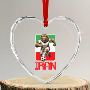 Persian Lions Soccer Fan Heart Crystal Glass Ornament Proud Iranian Heritage Gift
