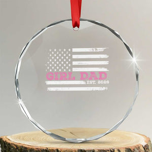 Personalised Dad Of Girl Crystal Glass Ornament Custom Year Daddy Fathers Day USA Flag TS10 Transparent Glass 3'' Circle Print Your Wear