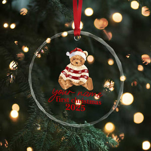 Personalised My First Christmas Crystal Glass Ornament Custom Name Newborn Baby 1st Xmas TS10 Print Your Wear