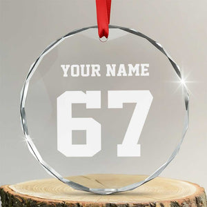 Personalized 67 Jersey Number Crystal Glass Ornament Custom Name Varsity Sports 67th Birthday TS10 Transparent Glass 3'' Circle Print Your Wear
