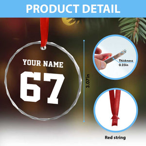 Personalized 67 Jersey Number Crystal Glass Ornament Custom Name Varsity Sports 67th Birthday TS10 Print Your Wear