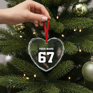 Personalized 67 Jersey Number Heart Crystal Glass Ornament Custom Name Varsity Sports 67th Birthday TS10 Print Your Wear