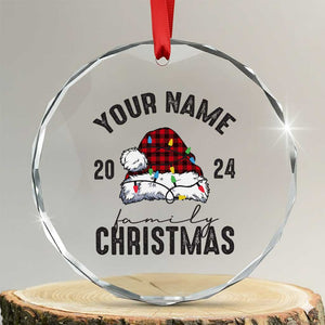 Personalized Christmas Family Crystal Glass Ornament Custom Name Family Christmas 2024 Santa Hat TS11 Transparent Glass 3'' Circle Print Your Wear