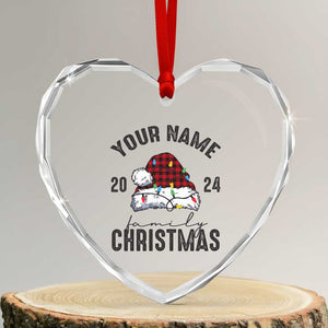 Personalized Christmas Family Heart Crystal Glass Ornament Custom Name Family Christmas 2024 Santa Hat TS11 Transparent Glass 3'' Heart Print Your Wear