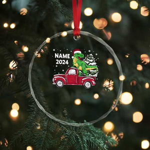 Personalized Dinosaur Xmas Crystal Glass Ornament Custom Name Merry Rexmas Xmas Pet Dino Trex Red Truck Family TS10 Print Your Wear