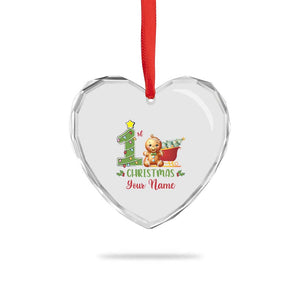 Personalized First Xmas Heart Crystal Glass Ornament Custom Name Baby Gingerbread My 1st Xmas TS09 Print Your Wear