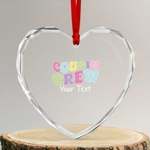 Personalized Matching Cousin Crew Heart Crystal Glass Ornament Custom Name Retro Family Reunion Cousins Vacation TS10 Transparent Glass 3'' Heart Print Your Wear
