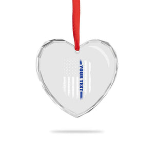 Personalized Police Heart Crystal Glass Ornament Custom Text Name Vintage American Flag Law Enforcement Gift