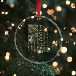Personalized Proud Army Dad Crystal Glass Ornament Custom Name Dog Tag Camo American Flag Gift TS10 Print Your Wear
