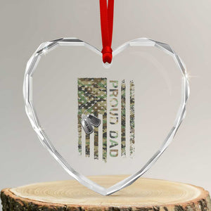 Personalized Proud Army Dad Heart Crystal Glass Ornament Custom Name Dog Tag Camo American Flag Gift TS10 Transparent Glass 3'' Heart Print Your Wear