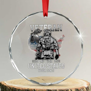 Personalized Veteran Flag Crystal Glass Ornament Custom Name U.S. Army TS10 Transparent Glass 3'' Circle Print Your Wear