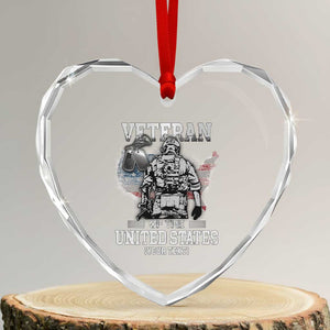 Personalized Veteran Flag Heart Crystal Glass Ornament Custom Name U.S. Army TS10 Transparent Glass 3'' Heart Print Your Wear
