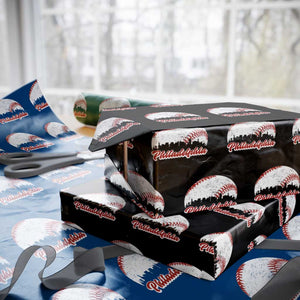 Philadelphia Baseball Wrapping Paper Roll Vintage Skyline City TS10 Black Print Your Wear